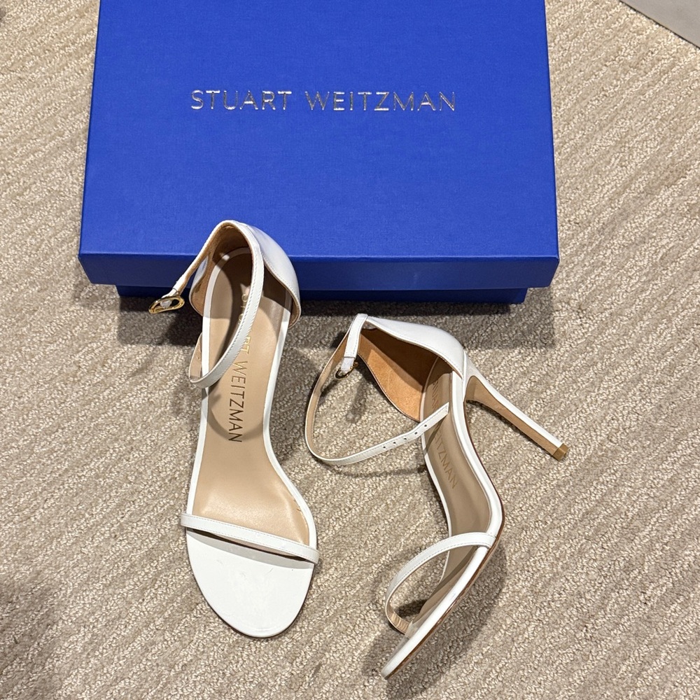 Stuart Weitzman White Strappy Heels